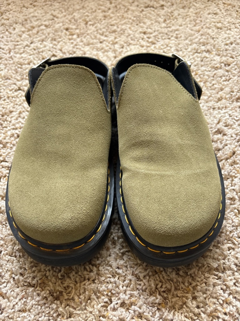 Dr. Martens Zebzag Suede Casual Slingback Platform Mules in Muted Olive